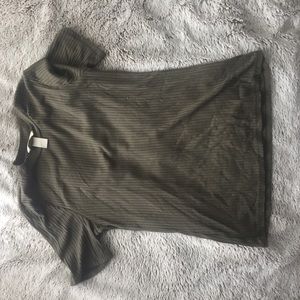 Olive green fitted mock neck shirt